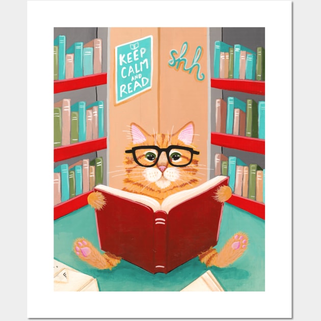 The Library Cat Wall Art by KilkennyCat Art